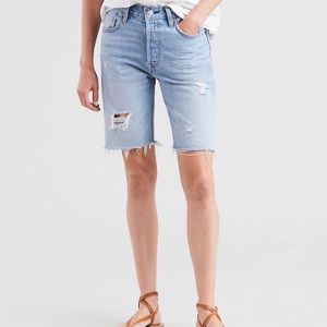 LEVI’S 501 Slouch Shorts Denim Boyfriend Distress